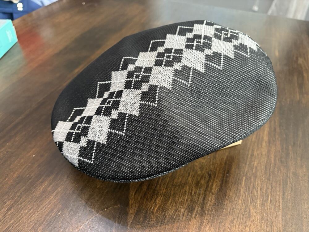 Z30 🔥🔥Kangol Box Argyle Stripe Cap Large Black Gray White Ivy Flat Hat XL
